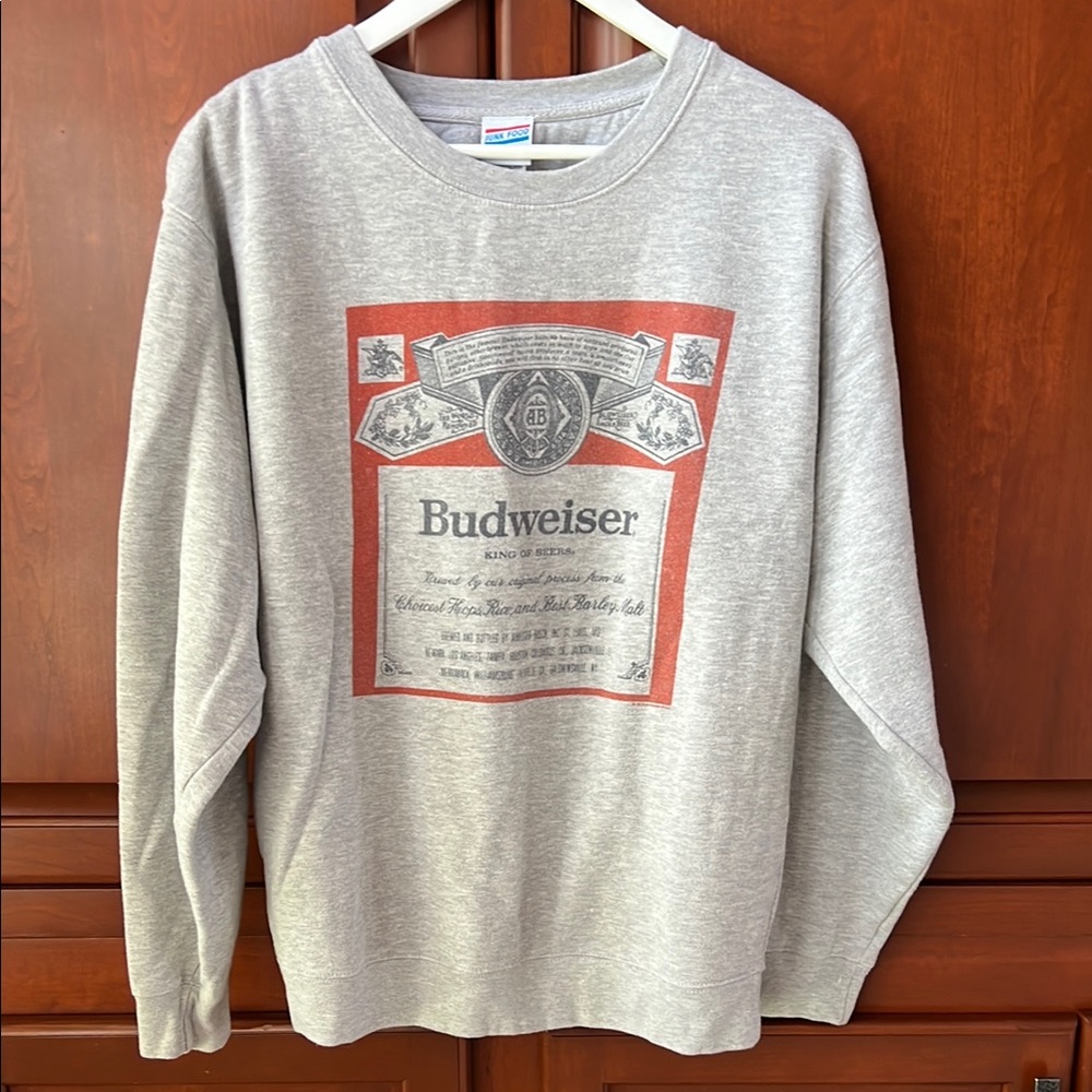 Junk Food Clothing Gray and Red Budweiser Hoodie - Picture 1 of 5